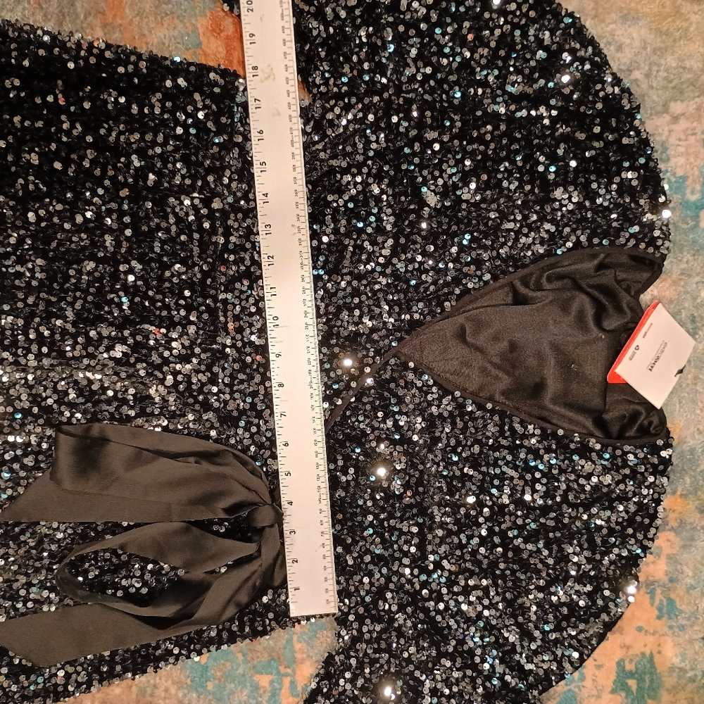 NWT Extro&Vert Sparkling Black Sequin Romper Shorts Size XXL - Picture 11 of 14
